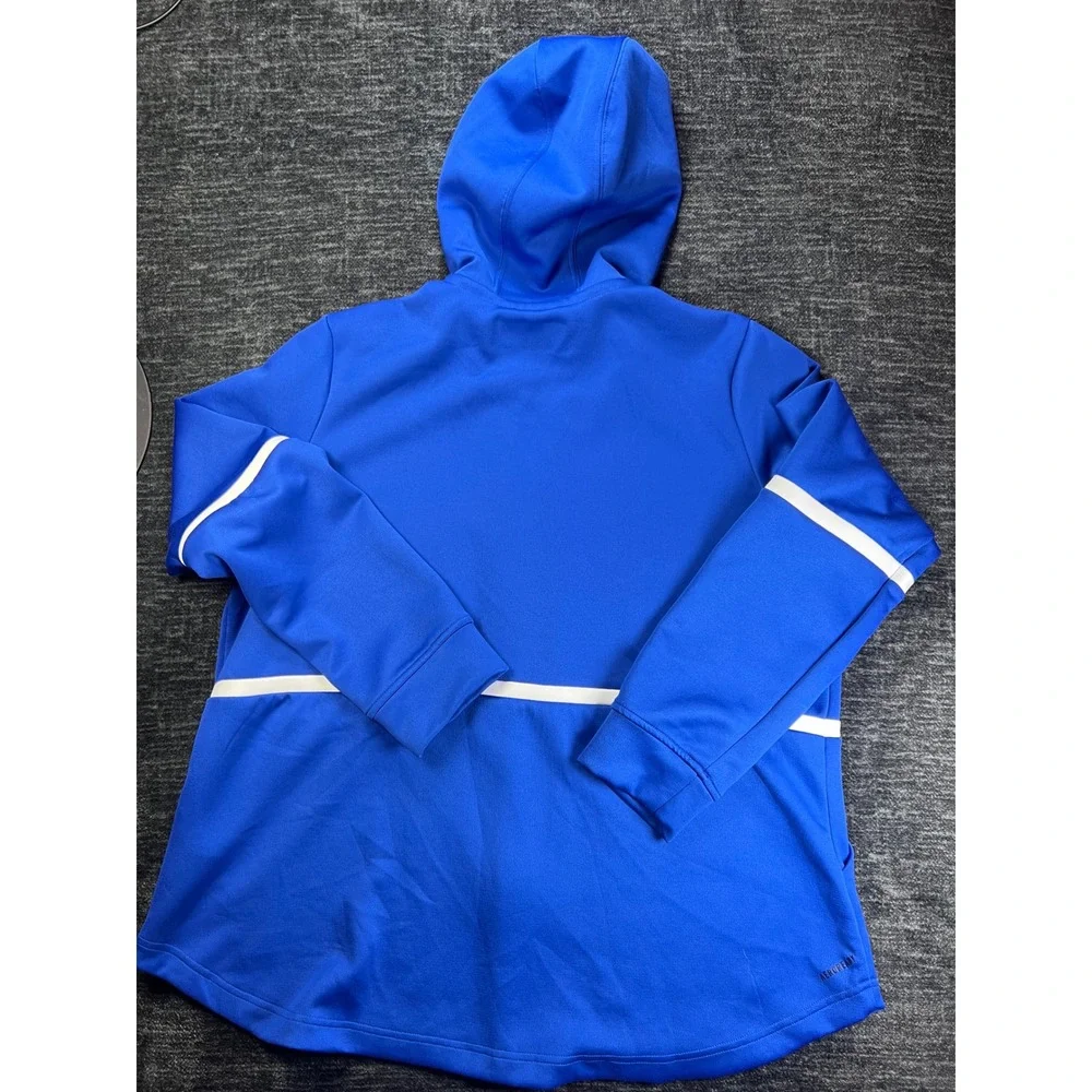 Adidas Full Zip Hoodie Mens 2XL Blue White Aeroready Striped Track Jacket